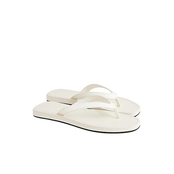J.Crew 'Wide' White Leather Thong Sandals Size 9 - Picture 1 of 5
